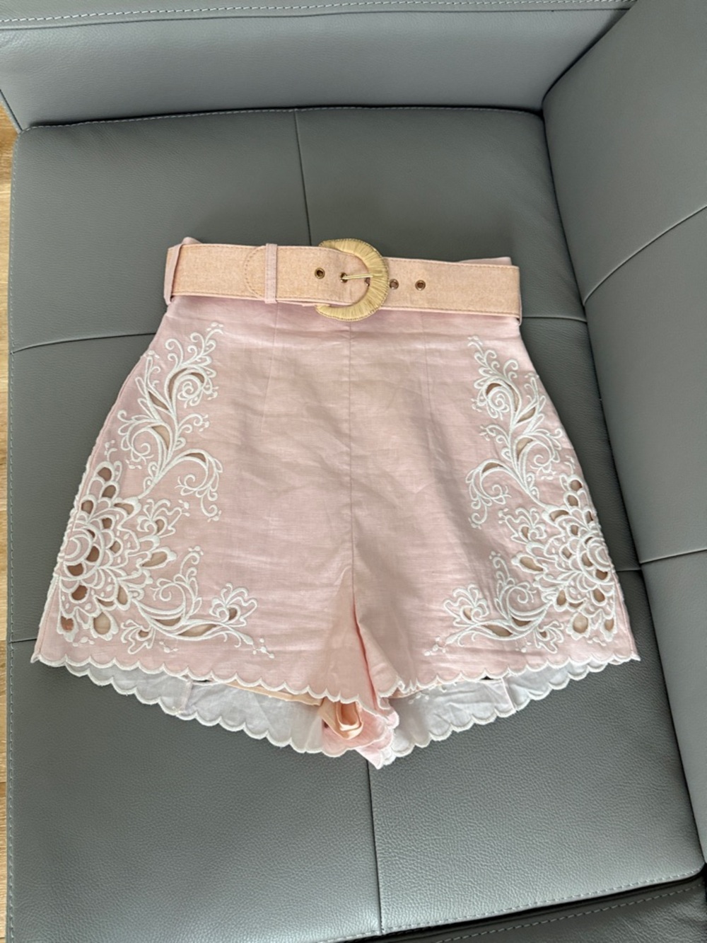 Zimmermann Freja Broderie-Anglaise Light Pink Lined Shorts - AU 0/US 2-4